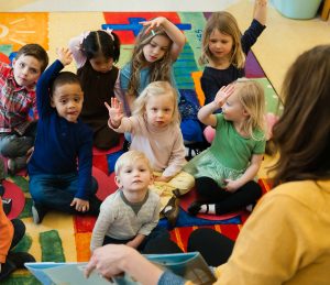 Preschoolers Listening to Story at School