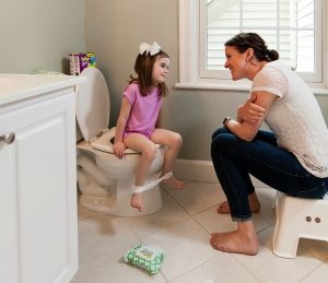 Mom Talking with Potty Training Girl
